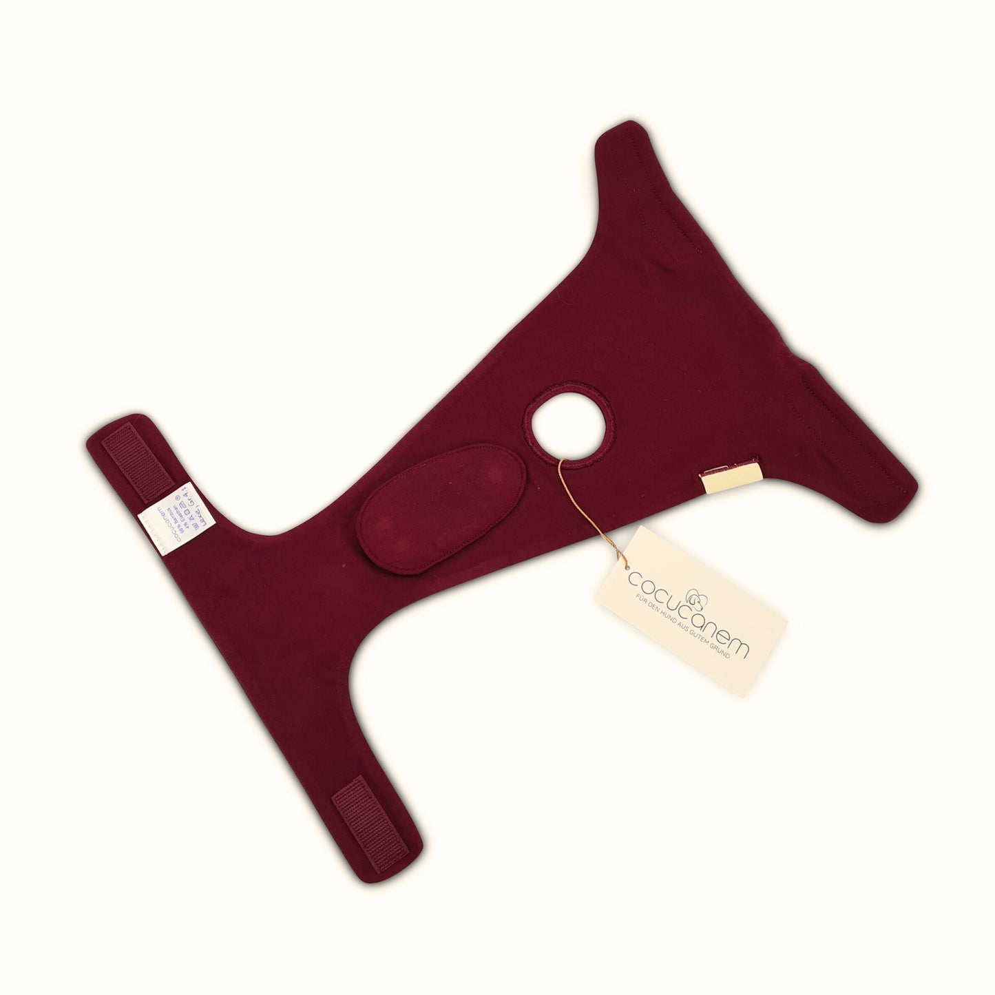 Detailansicht des Innenlebens der Läufigkeitshose Lexie, die hier flach und offen daliegt. Das Paddie ist unterhalb des Rutenlochs angebracht.